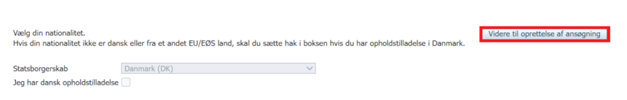 Vælg nationalitet og klik videre.