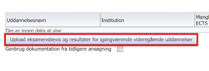 Uploade dokumentation for din igangværende uddannelse
