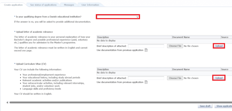 Upload the required documentation.