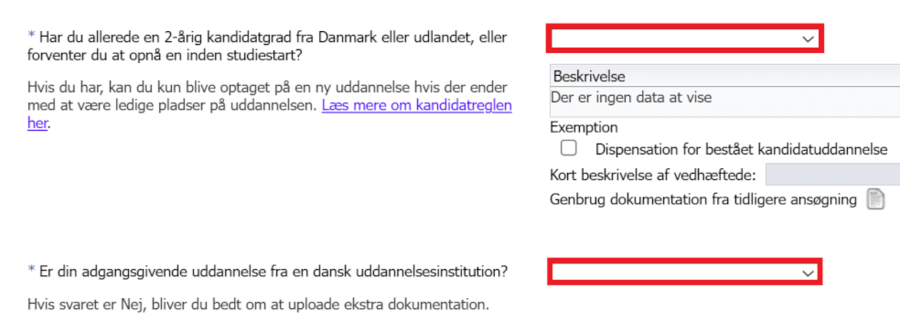 Angiv oplysninger om din uddannelsesbaggrund og upload relevant dokumentation